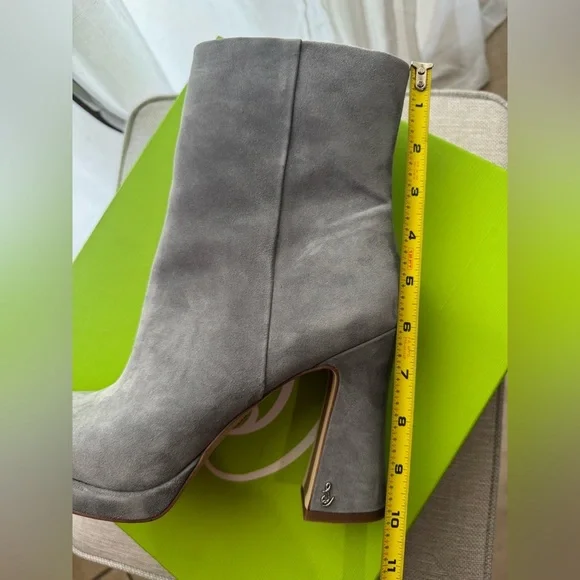 Sam Edelman‎ Jaye River Rock Heel Booties Gray Suede Ankle Boots - Picture 5 of 5